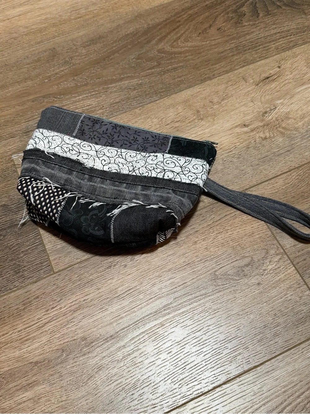 Black & White Patchwork Wristlet Clutch